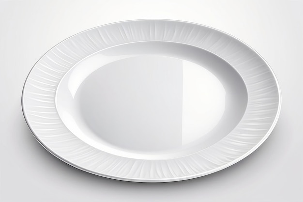 Foto placa de cerámica de porcelana blanca vacía vectorial 3d con primer plano de reflexión aislado