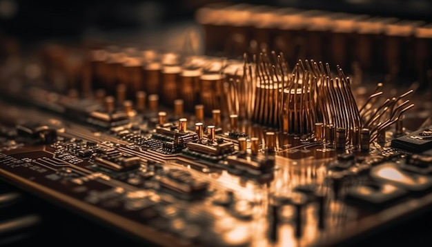 Placa de circuito de chip de computadora y complejidad de CPU generada por IA