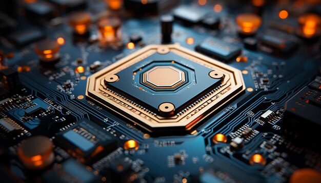 Placa de circuito de chip de computadora, placa base, componente eléctrico, datos, electricidad generada por inteligencia artificial