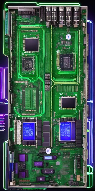 Una placa de circuito de computadora futurista