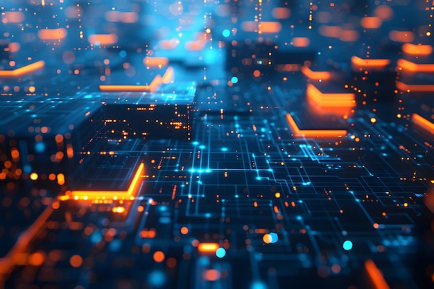una placa de circuito digital con las palabras brillar en la oscuridad