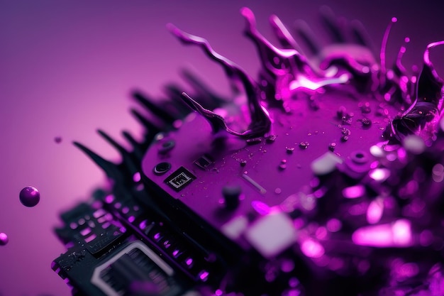 Una placa de circuito púrpura con una gran cantidad de tornillos.