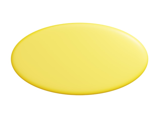 Placa de banner 3d render placa amarela em forma oval com espaço vazio para texto para promoção e cartaz publicitário