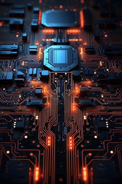 placa de circuito futurista de néon detalhada8k