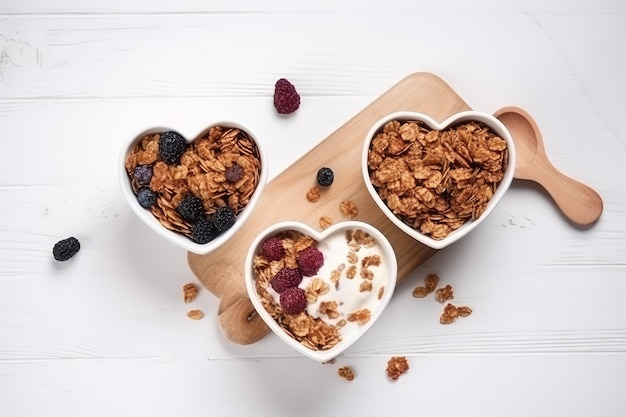 Placa de granola de coração Forma de dieta Gerar Ai