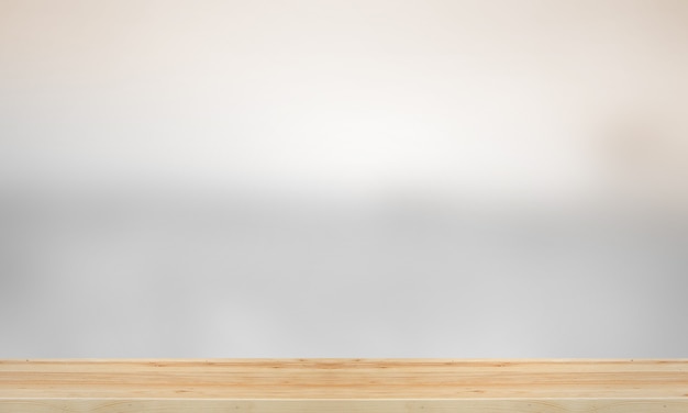 Placa de madeira com fundo abstrato borrado cinza degradado.