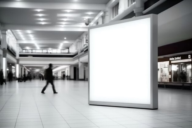 Placa de maquete branca em branco vazia com área de espaço de cópia para shopping center público ou negócios