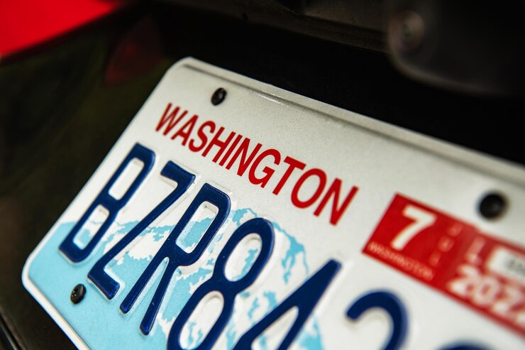 Foto placa de matrícula do veículo do estado de washington