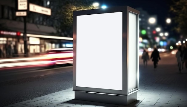 Placa de outdoor em branco de mídia digital para caixa de luz de anúncio de produto IA generativa