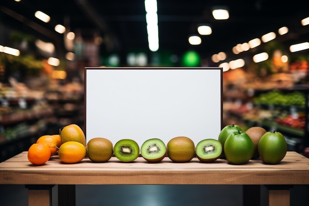 Foto placa de preços em branco placa de publicidade em um supermercado ou restaurante