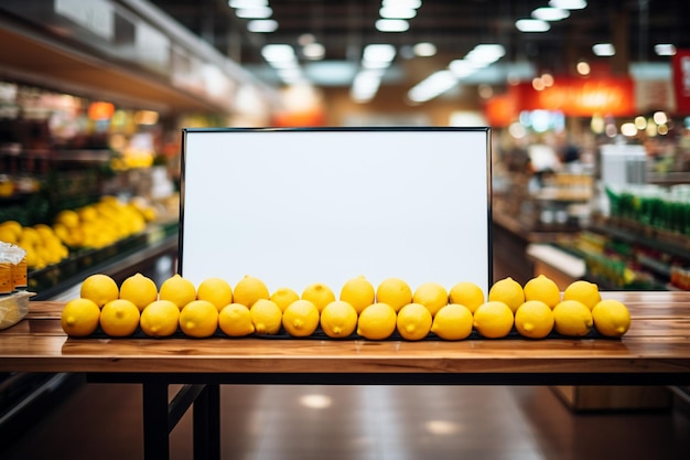 Placa de preços em branco Placa de publicidade em um supermercado ou restaurante