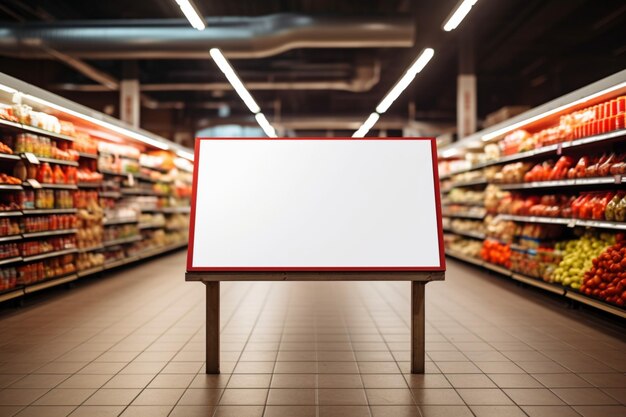 Placa de preços em branco Placa de publicidade em um supermercado ou restaurante