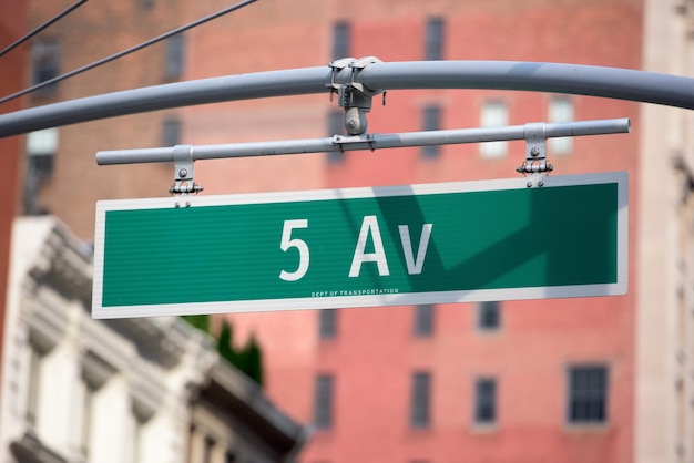 Foto placa de rua de nova york: avenida 5