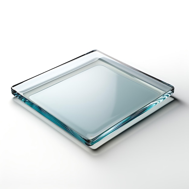 Foto placa de salada de vidro transparente elegante forma quadrada limpa e elegante design conceito criativo design de idéia