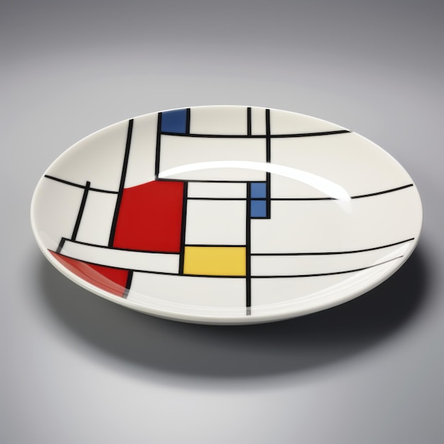 Placa decorativa moderna inspirada en Mondrian con líneas abstractas y formas geométricas