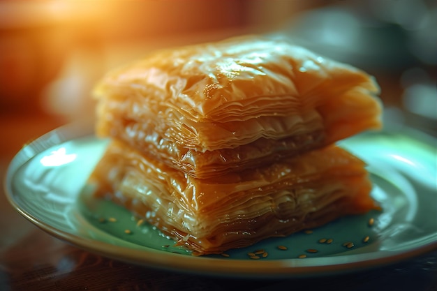 Foto placa de exhibición de baklava