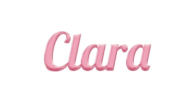 Una placa de identificación rosa con la palabra "claro".