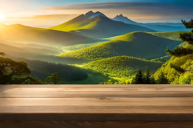 placa de madera delante del fondo de la naturaleza del bosque