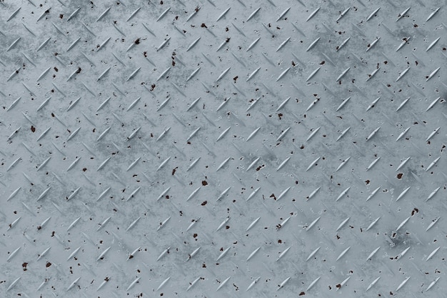 Placa de metal de piso con ilustración 3D de patrón de diamante Fondo de metal con textura de placa de acero o óxido