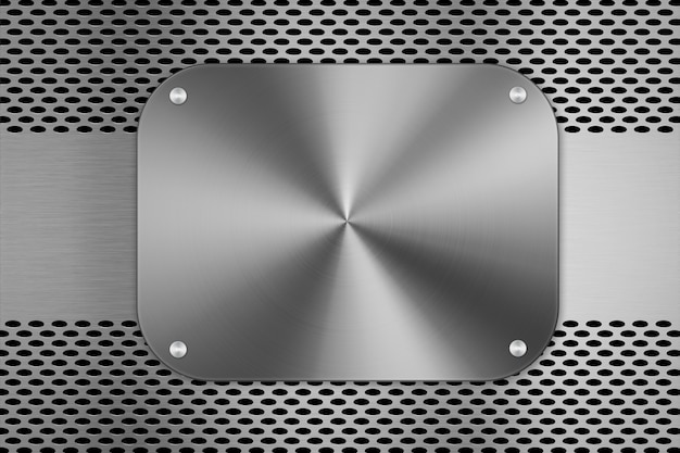 Foto placa de metal sobre fondo de pantalla de metal