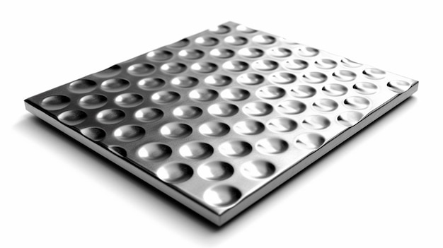 Placa metálica isolada em fundo brancoGenerative AI