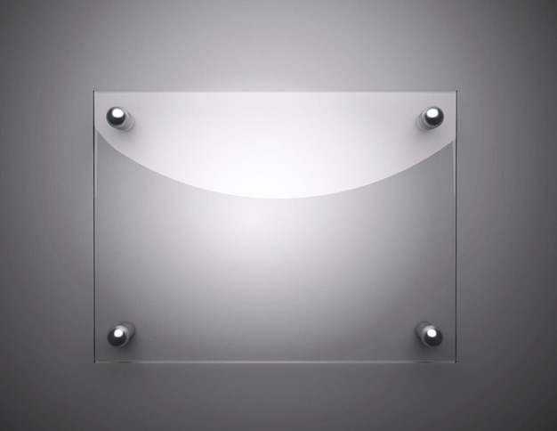 Placa de vidrio en blanco con espacio de copia renderizado en 3D