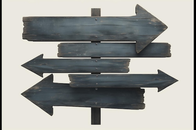 placas publicitárias de madeira com flecha direcional