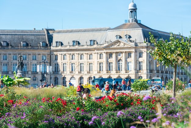 Place de la Bourse em Bordeaux, França. Filmado com um foco seletivo