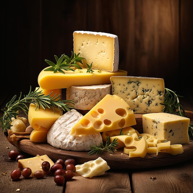 Un placer para el paladar Delicioso surtido de variedades de quesos