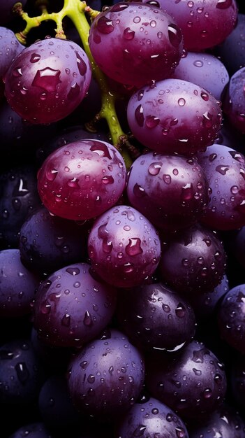 Placer púrpura fondo de uva sin costuras con gotas de agua