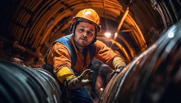 Plakat mit Vorsichtsmaßnahmen bei Arbeitsunfällen Tunnelbauarbeiten