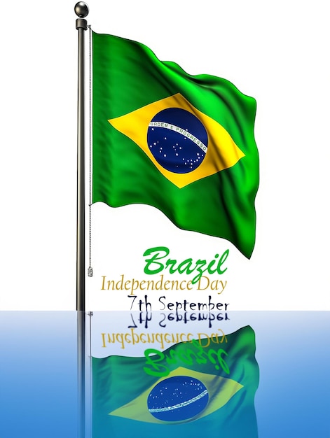 Plakat zum Unabhängigkeitstag Brasiliens mit 3D-Darstellung der brasilianischen Flagge