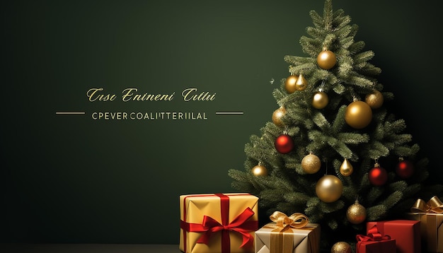 Plakatvorlage für Weihnachtsveranstaltungen mit einem Weihnachtsbaum und Geschenken