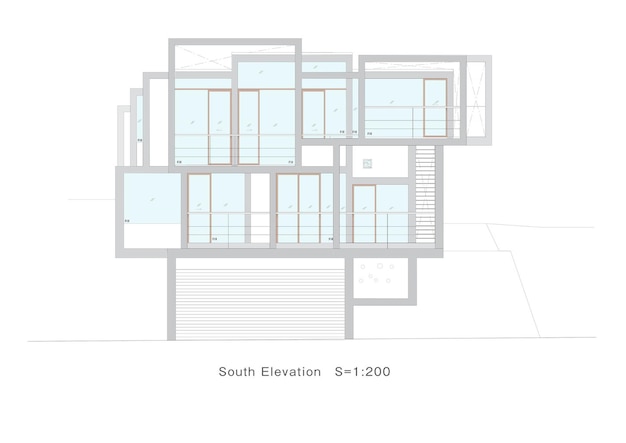 Plan de la casa de la elevación sur