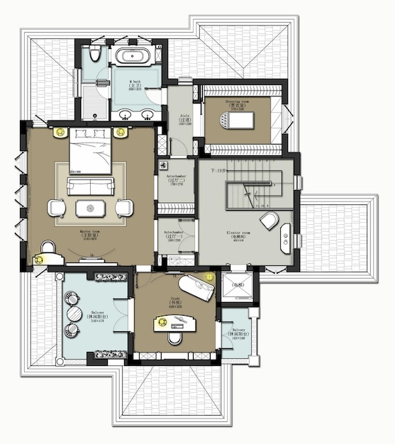 Plan de la casa en el segundo piso