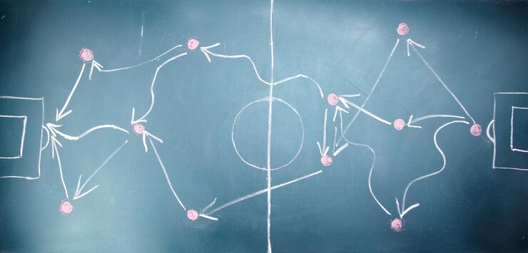 Foto plan de fútbol en pizarra