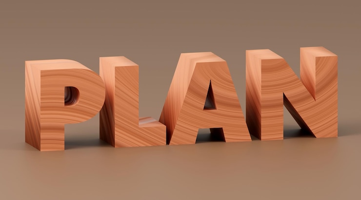 Foto plan de inscripción de madera de lujo en el podio gris luz suave fondo liso renderización 3d