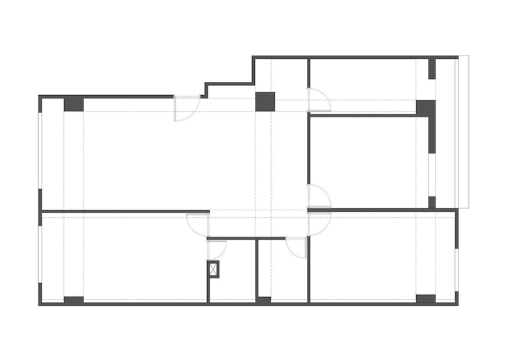 Foto plan de piso del apartamento de dos dormitorios