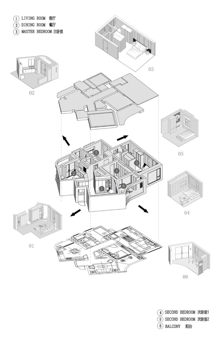 Foto plan del piso del apartamento isométrico explotado