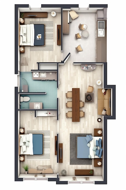 plan de piso para dos apartamentos