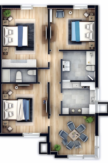 plan de piso para dos apartamentos