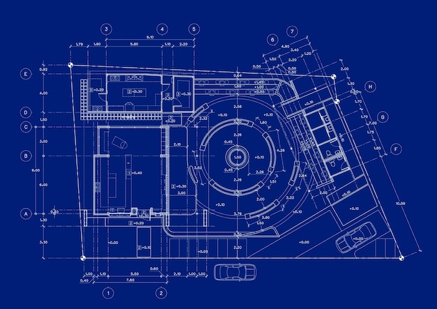 Foto plan de planta del edificio diseñado en el dibujo