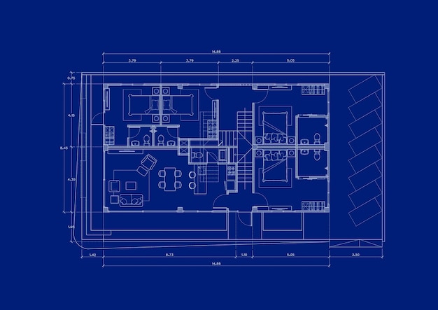 Foto plan de planta del edificio diseñado en el dibujo