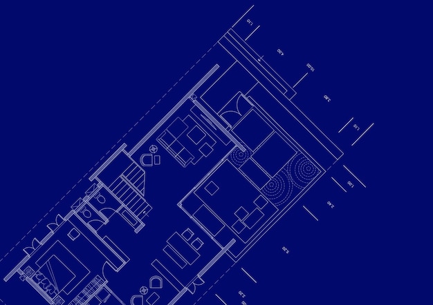 Plan de planta del edificio diseñado en el dibujo