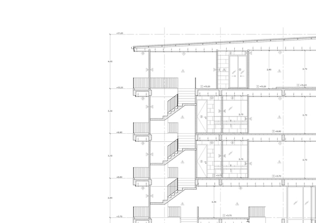 Plan de planta del edificio diseñado en el dibujo