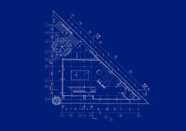 Foto plan de planta del edificio diseñado en el dibujo