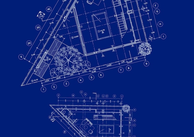 Plan de planta del edificio diseñado en el dibujo