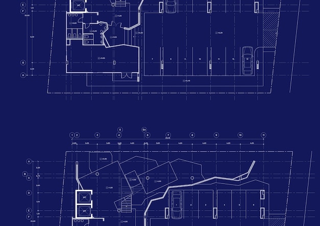 Plan de planta del edificio diseñado en el dibujo