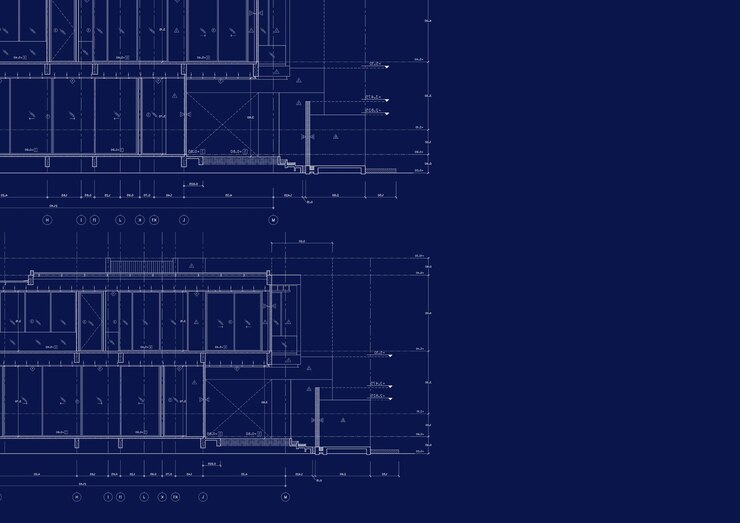 Foto plan de planta del edificio diseñado en el dibujo