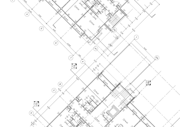 Plan de planta del edificio diseñado en el dibujo